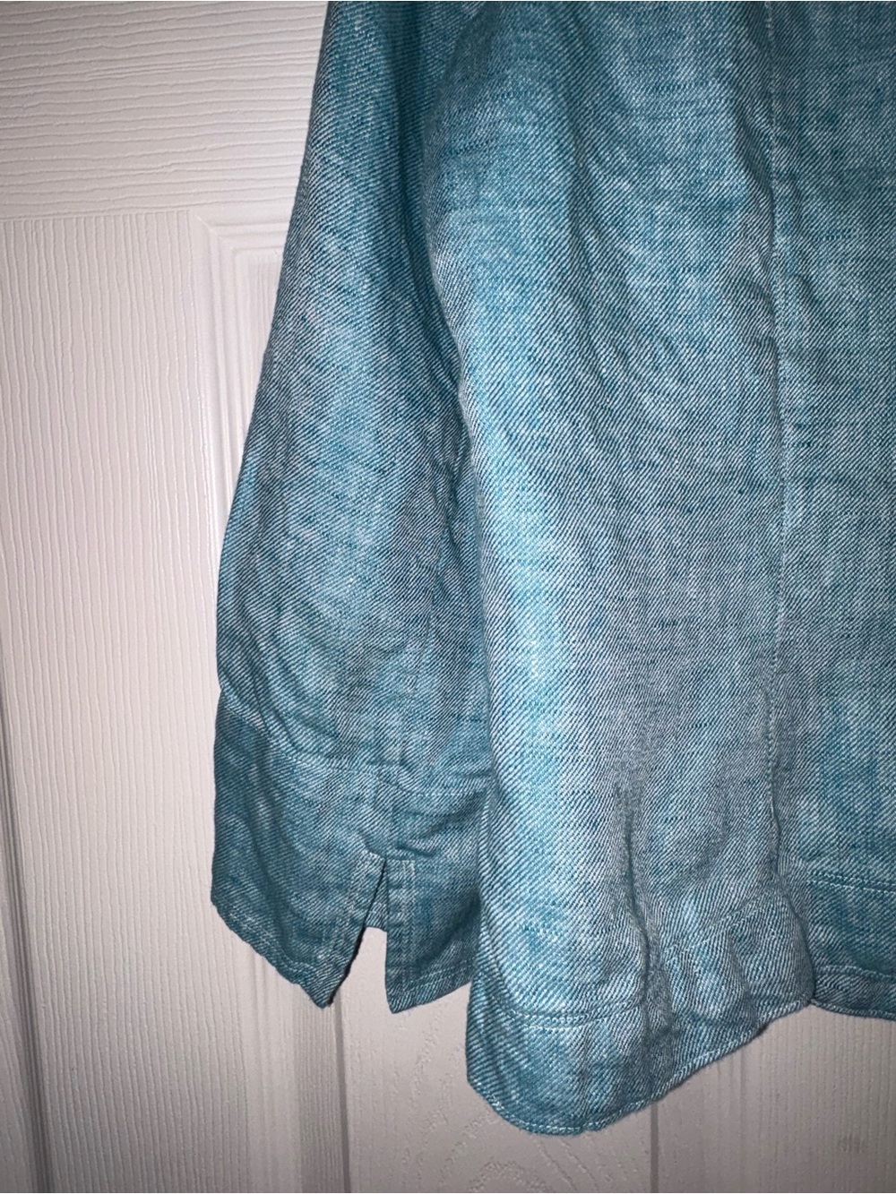 Jones New York Teal-Blue Linen Blend Three-Button Blazer - Picture 13 of 16